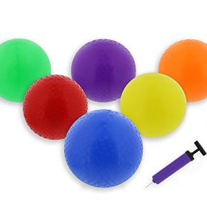 Colorful 8.5in Play Ball 6pk Set and Inflator by Get Out!